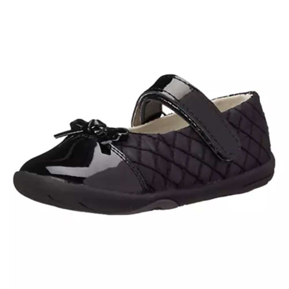 NEW pediped Kid Grip N Go Naomi Quilted Patent Leather Texture Block Dress Flats